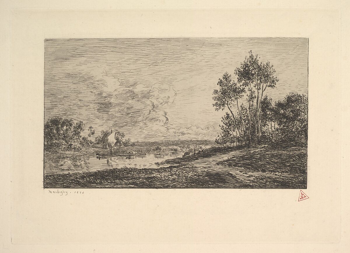 The Seine at Port-Maurin, Charles-François Daubigny (French, Paris 1817–1878 Paris), Etching; first state of three 