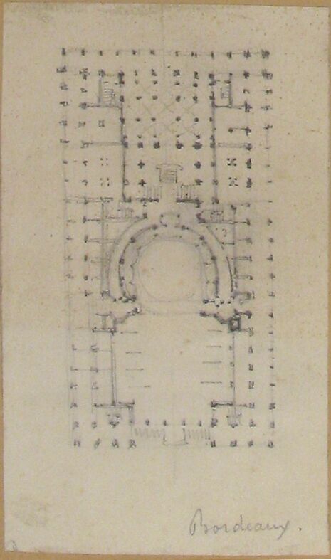 Design for a Theatre, Anonymous, French, 18th century, Graphite