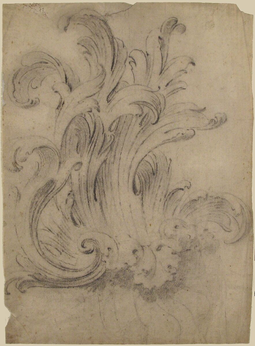 Ornament design, Anonymous, French, 18th century, Black chalk