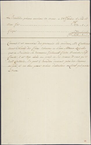 Estimate for repair work and explanatory note