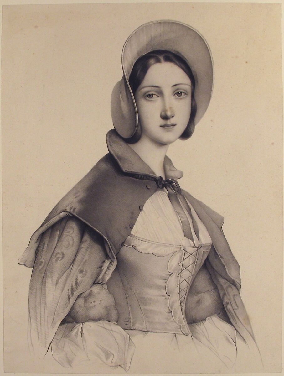 Portrait of a Woman, Anonymous, French, 19th century, Brush and black and gray wash, heightened with white, over graphite