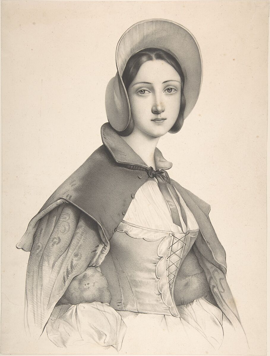 Portrait of a Woman, Anonymous, French, 19th century, Brush and black and gray wash, heightened with white, over graphite 