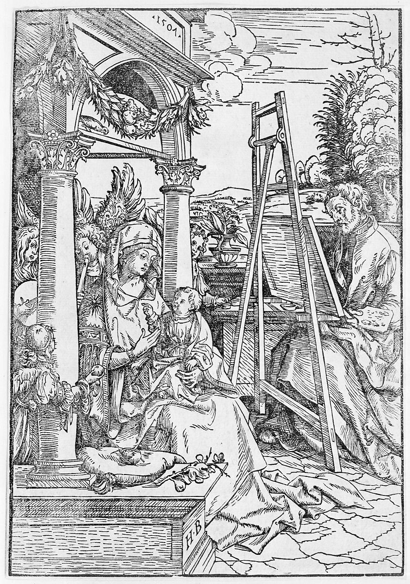Saint Luke Painting the Virgin, Hans Burgkmair (German, Augsburg 1473–1531 Augsburg), Woodcut