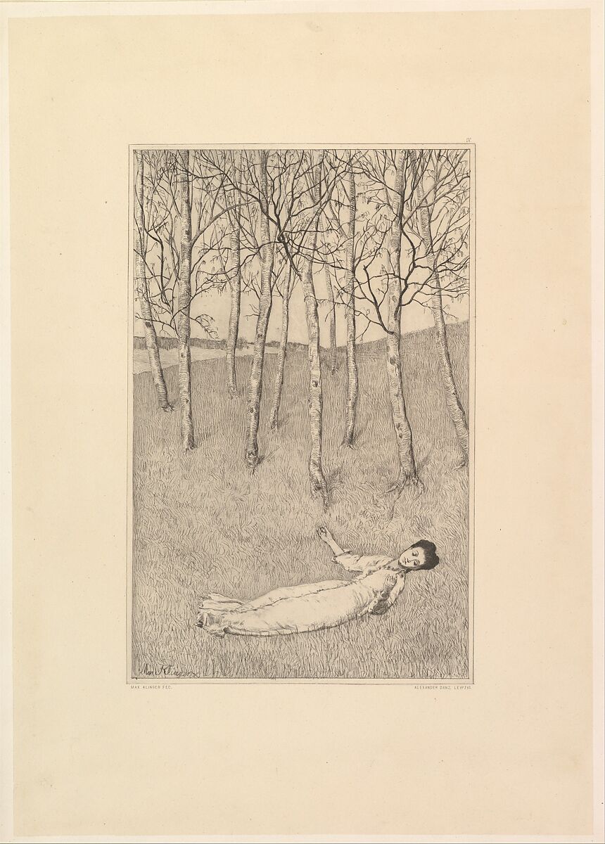 Frühlingsanfang, from the series "Radierte Skizzen", Max Klinger  German, Etching and aquatint on chine collé