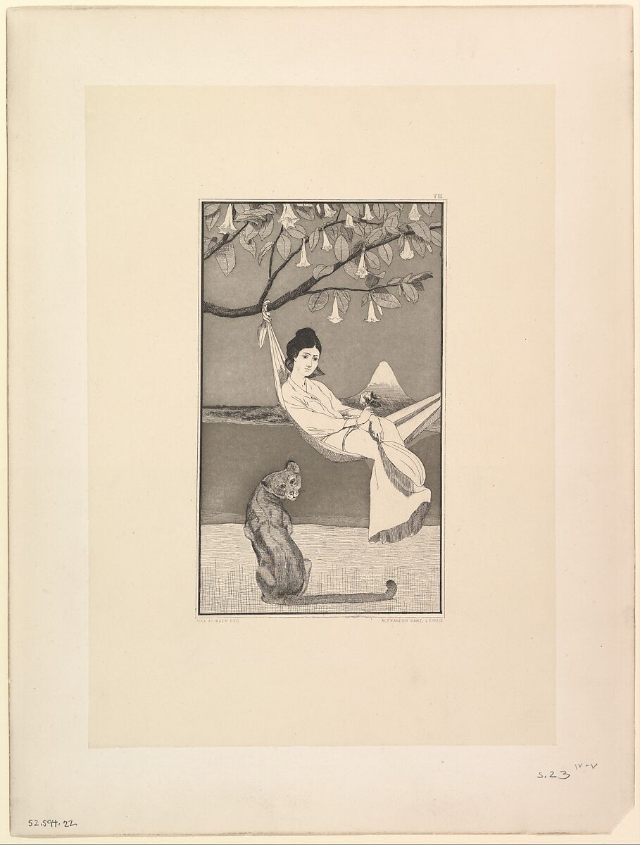 Siesta II (from the series Etched Sketches), Max Klinger (German, Leipzig 1857–1920 Großjena), Etching and aquatint on chine collé; second edition; between fourth and fifth states of five 