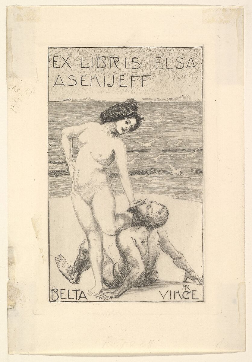 Ex Libris of Elsa Asenijeff, Max Klinger (German, Leipzig 1857–1920 Großjena) 