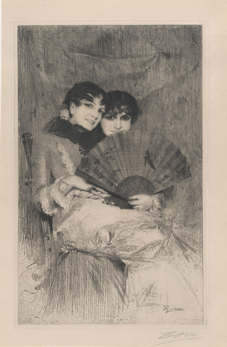 The Cousins, Anders Zorn (Swedish, Mora 1860–1920 Mora), Etching; third state of three (Asplund) 