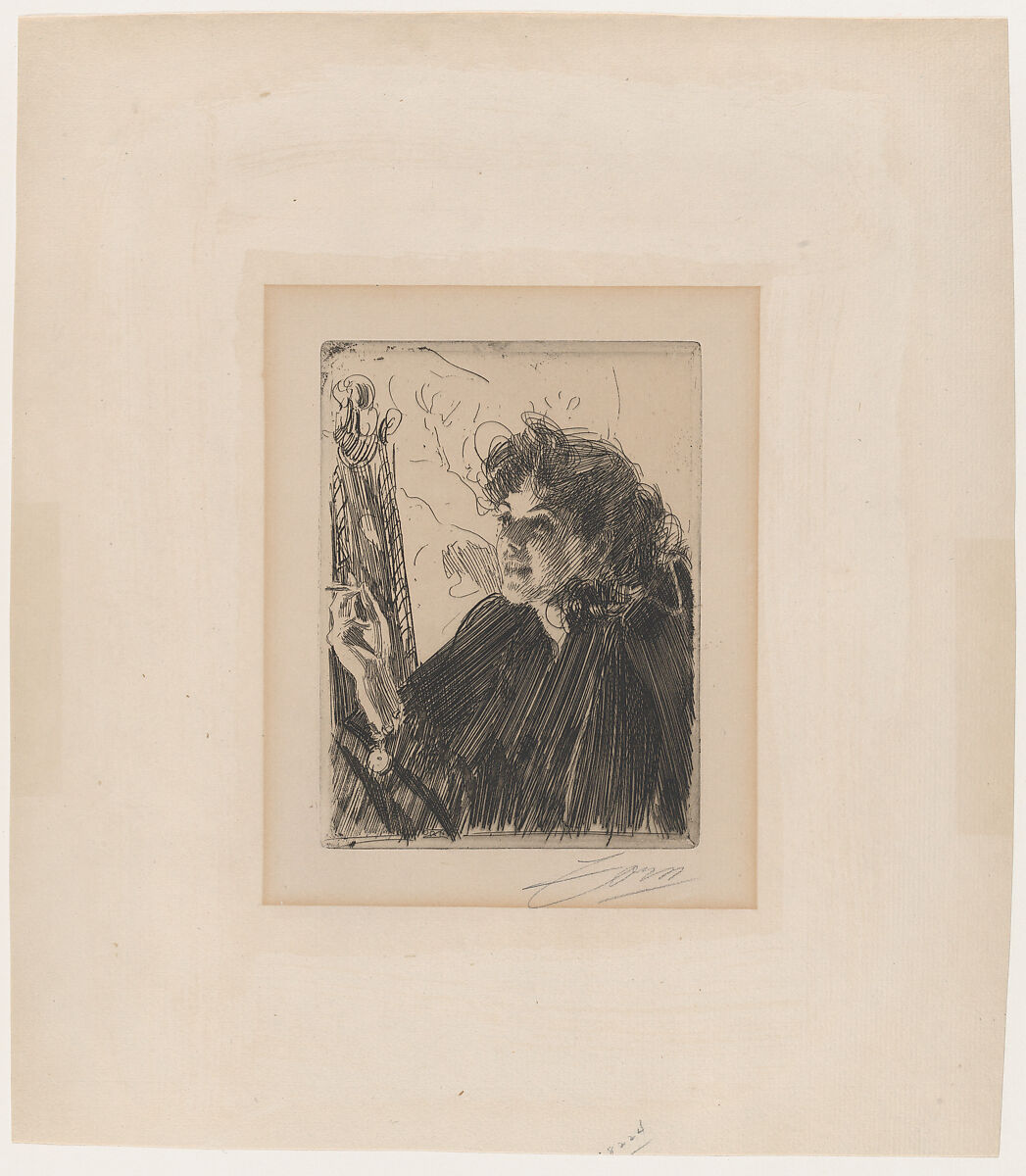 Girl with a Cigarette II, Anders Zorn (Swedish, Mora 1860–1920 Mora), Etching; first state of two 