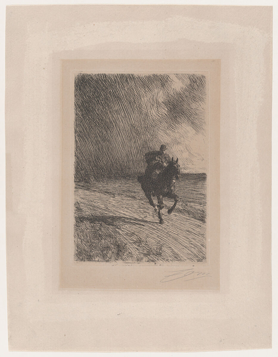 Storm, Anders Zorn (Swedish, Mora 1860–1920 Mora), Etching; fourth state of four (Asplund) 
