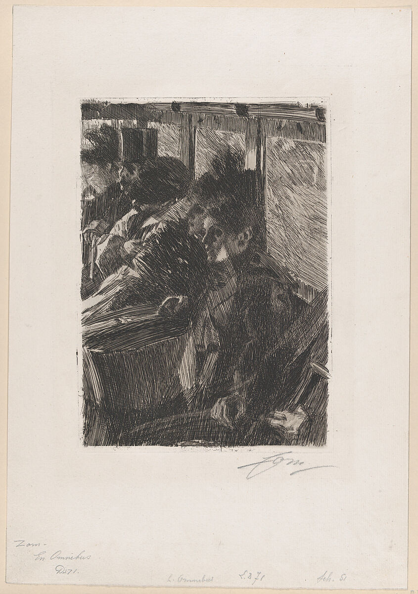 Omnibus, Anders Zorn (Swedish, Mora 1860–1920 Mora), Etching; third state of three 