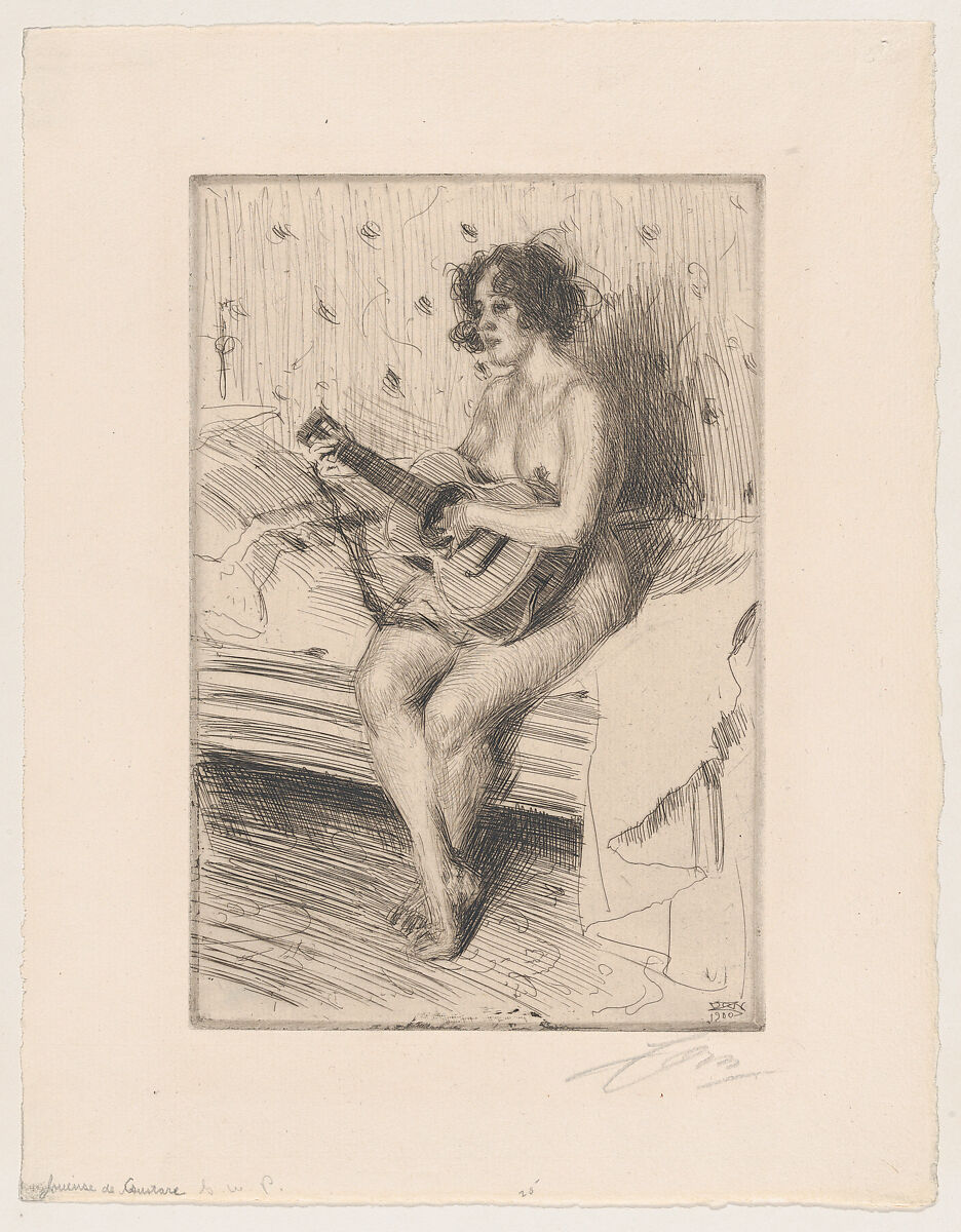 The Guitar Player, Anders Zorn (Swedish, Mora 1860–1920 Mora), Etching; fourth state of four 