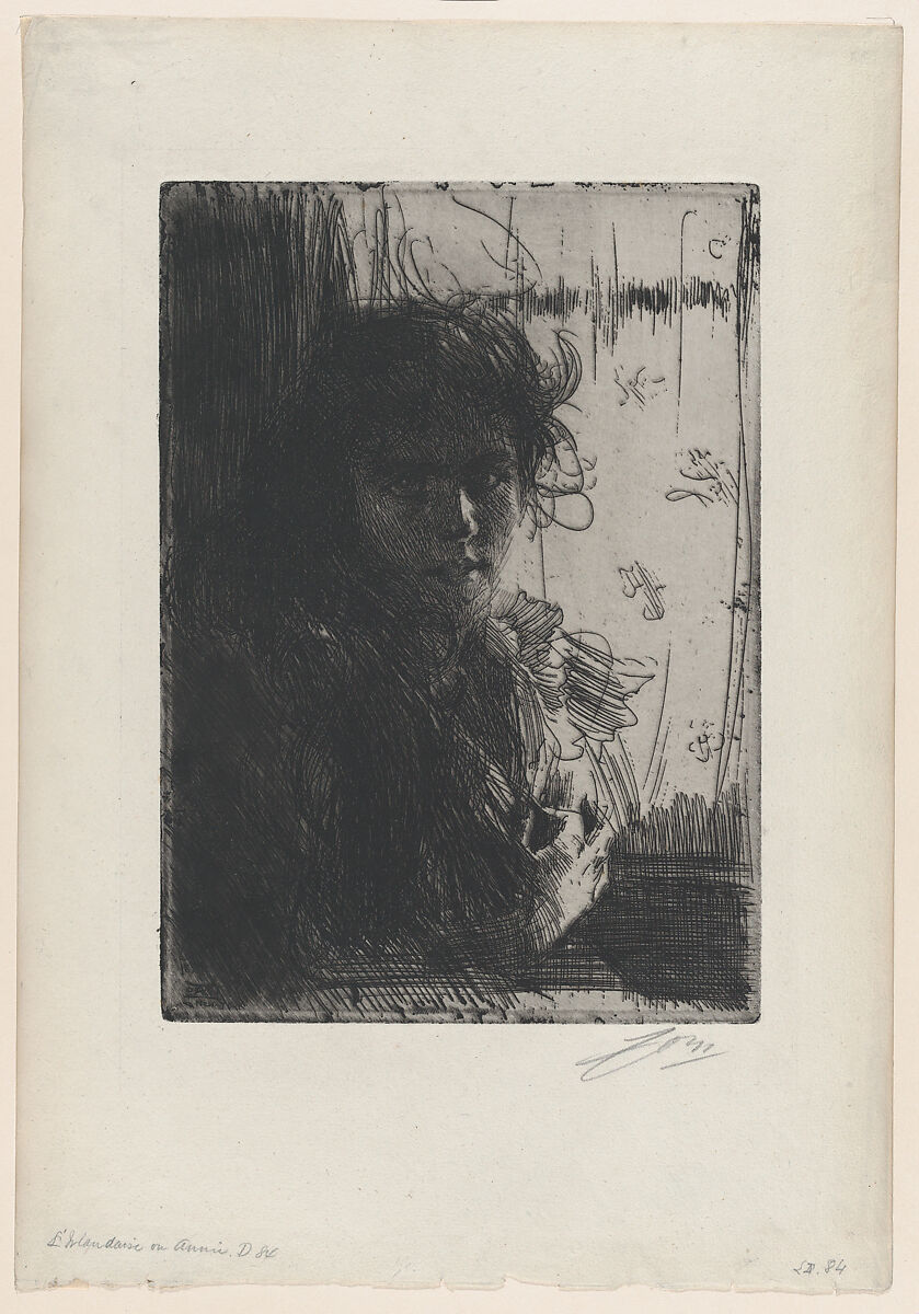 An Irish Girl, Anders Zorn (Swedish, Mora 1860–1920 Mora), Etching; only state 