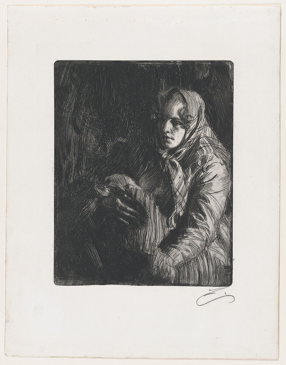 Madonna, Anders Zorn (Swedish, Mora 1860–1920 Mora), Etching; third state of four (Asplund) 