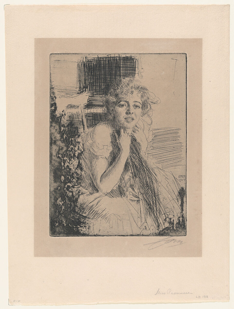 Emma Rasmussen, Anders Zorn (Swedish, Mora 1860–1920 Mora), Etching; only state 