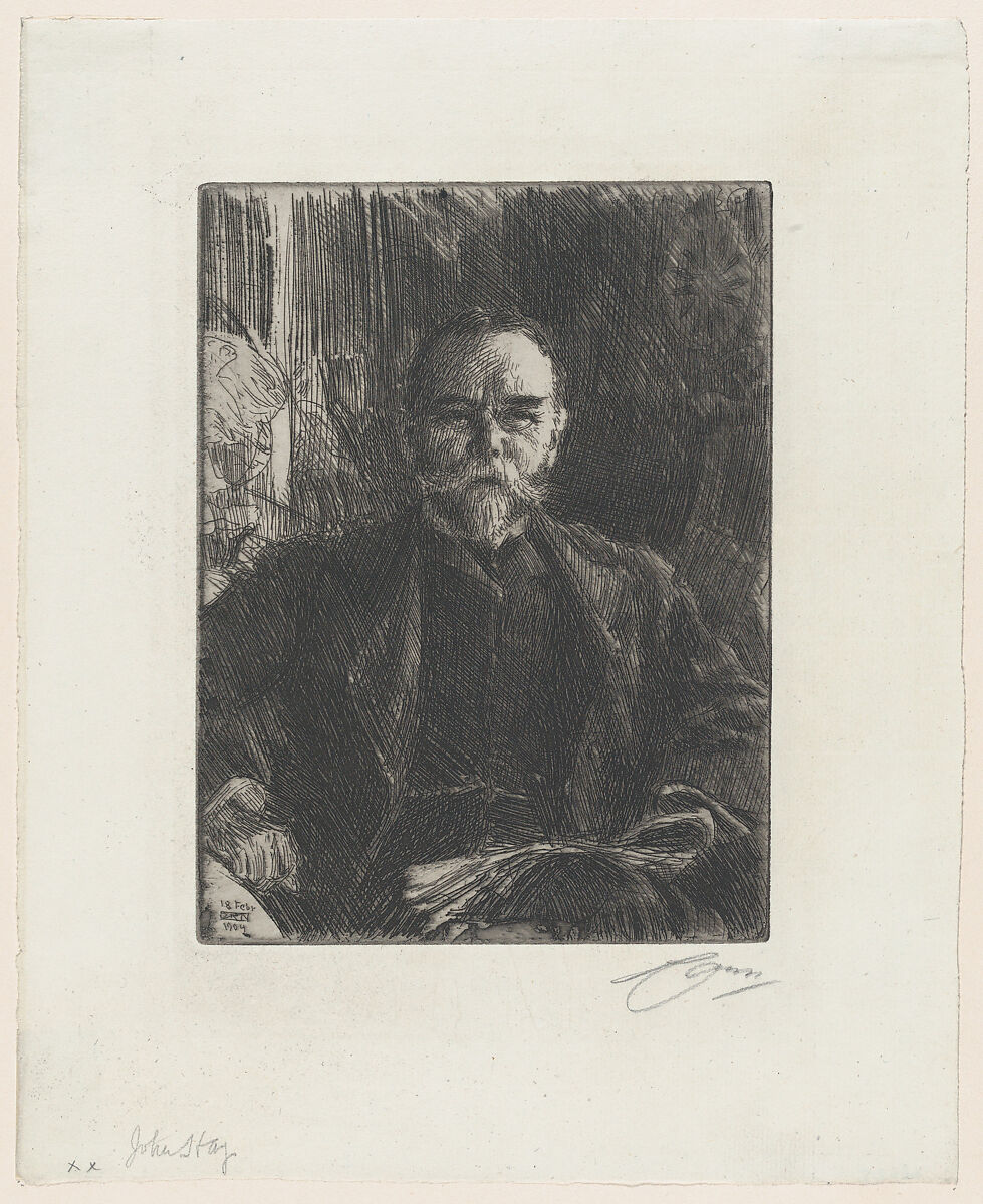 John Hay, Anders Zorn (Swedish, Mora 1860–1920 Mora), Etching; second state of three 