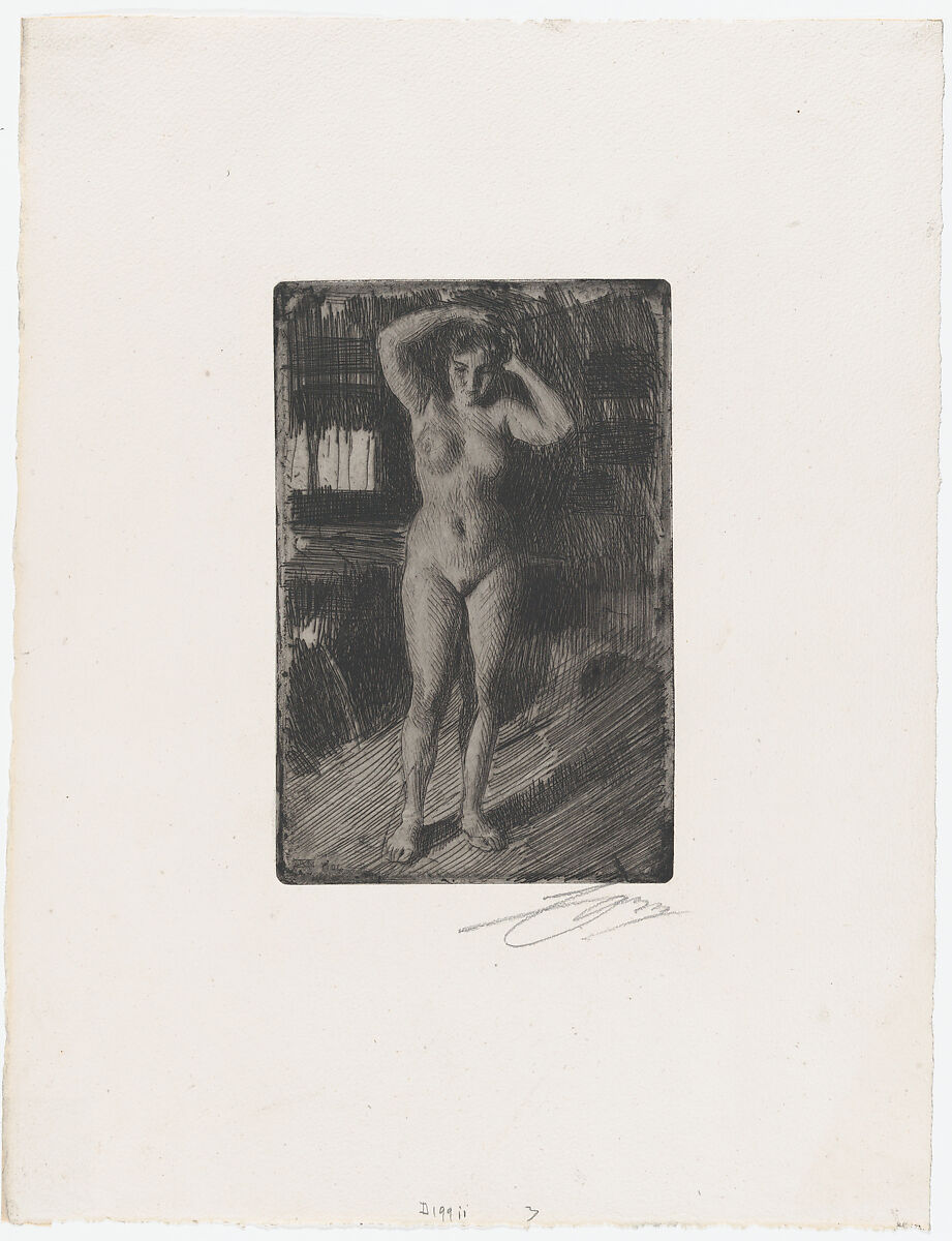Anna Doing Her Hair, Anders Zorn (Swedish, Mora 1860–1920 Mora), Etching; second state of three 