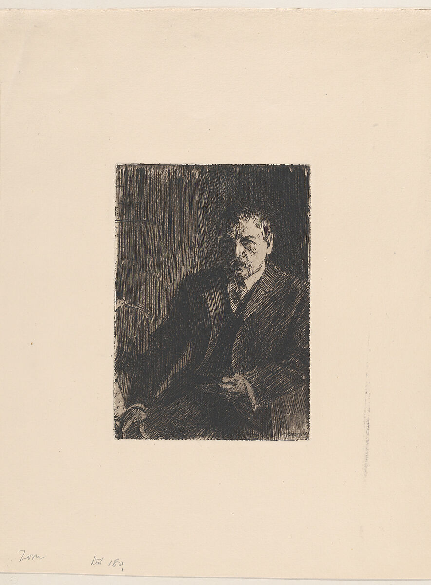 Self-Portrait 1904 no. 1, Anders Zorn (Swedish, Mora 1860–1920 Mora), Etching; third state of three 