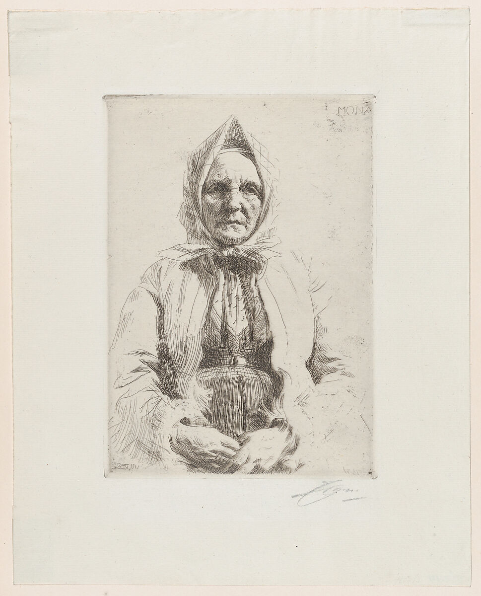 Mona, Anders Zorn (Swedish, Mora 1860–1920 Mora), Etching; third state of three 