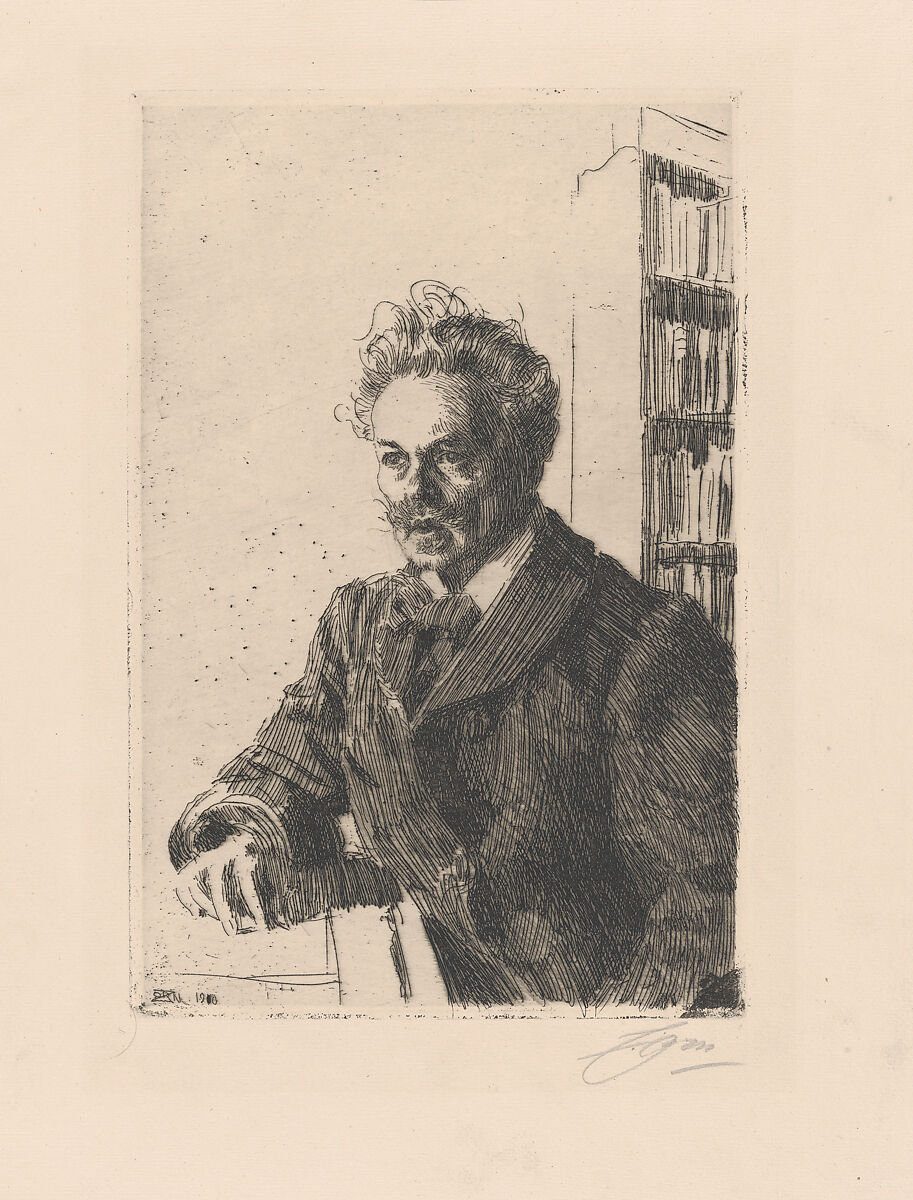 August Strindberg, Anders Zorn (Swedish, Mora 1860–1920 Mora), Etching; second state of two 