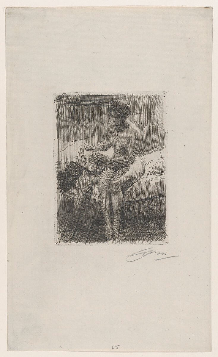 Model Reading, Anders Zorn (Swedish, Mora 1860–1920 Mora), Etching; second state of two 