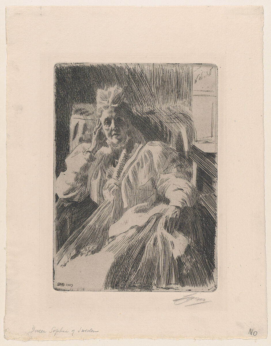 Queen Sophia of Sweden, Anders Zorn (Swedish, Mora 1860–1920 Mora), Etching; second state of two 