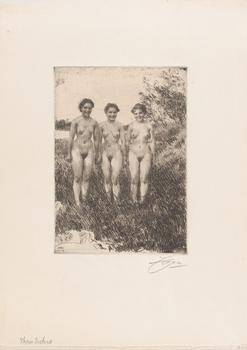 Three Sisters, Anders Zorn (Swedish, Mora 1860–1920 Mora), Etching; third state of three 