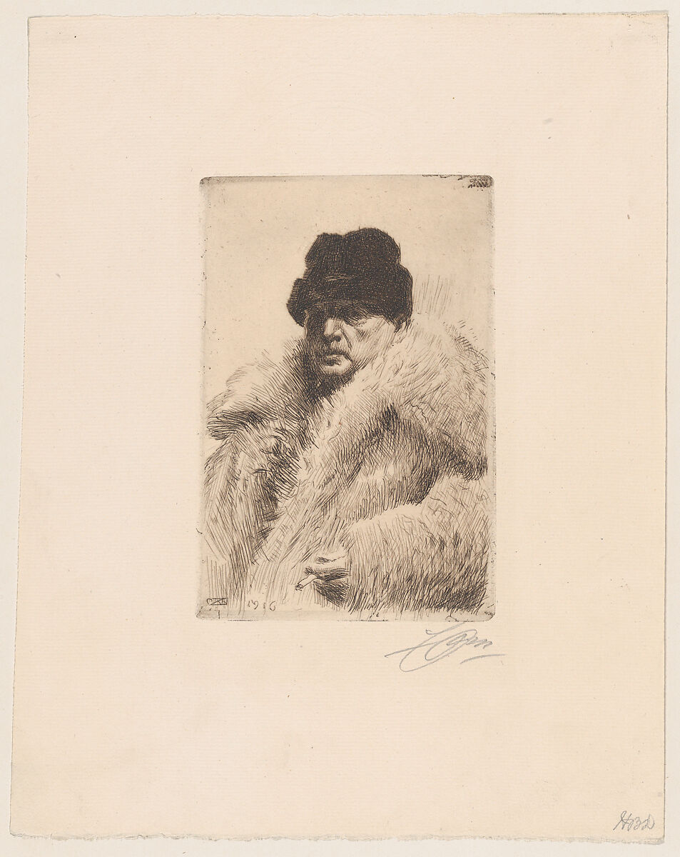 Self-Portrait, Anders Zorn (Swedish, Mora 1860–1920 Mora), Etching; third state of three 