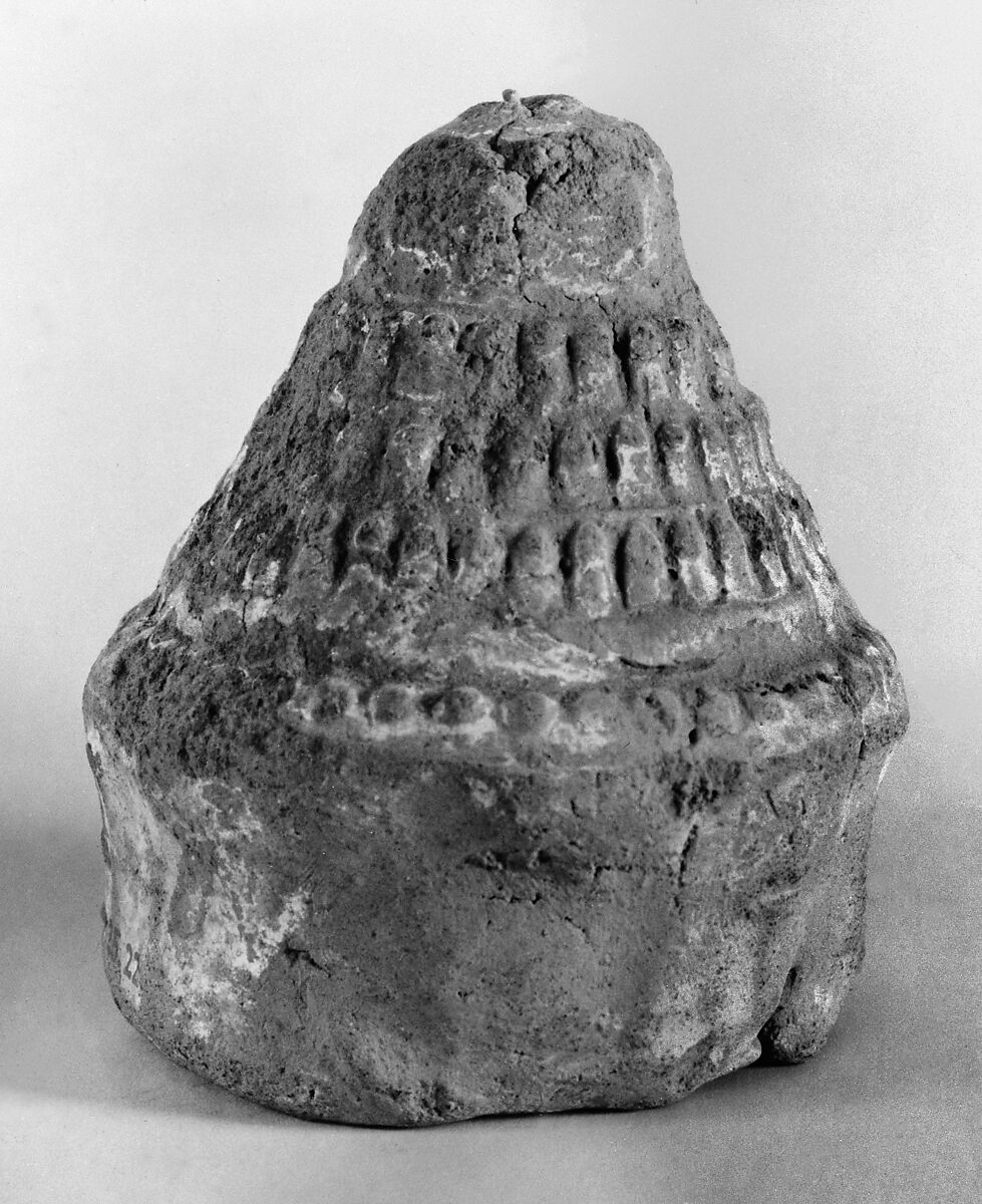 Moulded Miniature Stupa (stupika), Clay and ashes, Tibet 