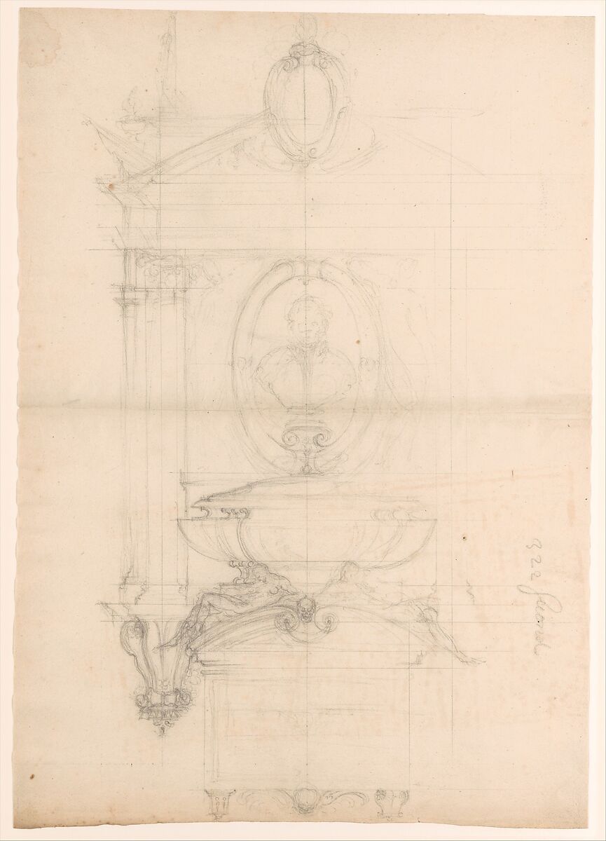 Design for the Tomb of Christophe de Thou (d. 1582), Barthélemy Prieur (French, Berzieux ca. 1536–1611 Paris), Graphite