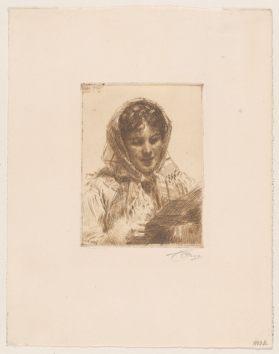 The Letter, Anders Zorn (Swedish, Mora 1860–1920 Mora), Etching in brown ink; second state of two 