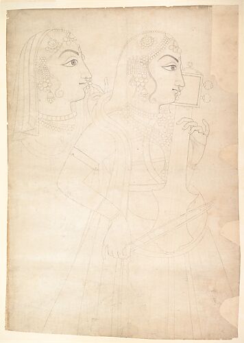 Attributed to Sahib Ram, Head of Krishna: cartoon for a mural of the  Raslila, India (Rajasthan, Jaipur)