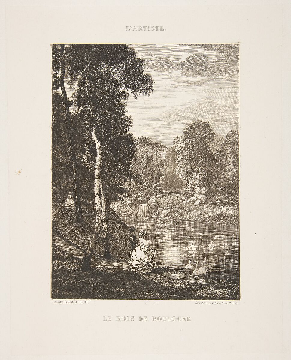 Le Bois de Boulogne, from "L'Artiste", Félix Bracquemond (French, Paris 1833–1914 Sèvres), Etching; fifth state of five 
