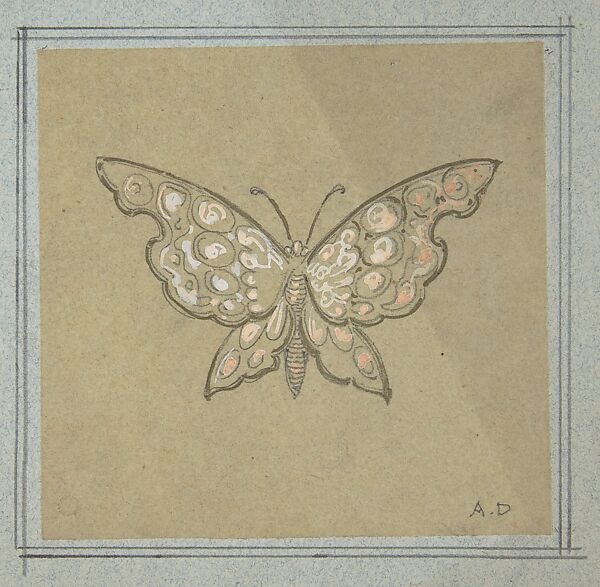 Drawing from a Group of Designs for Silver and Jewelry by Various Artists, shop of Jacques-Charles-François-Marie Froment-Meurice (French, 1864–1948), Gouache and gilt over graphite framed in graphite border 