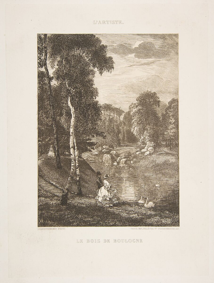 Le Bois de Boulogne, Félix Bracquemond (French, Paris 1833–1914 Sèvres), Etching; fourth state out of five 