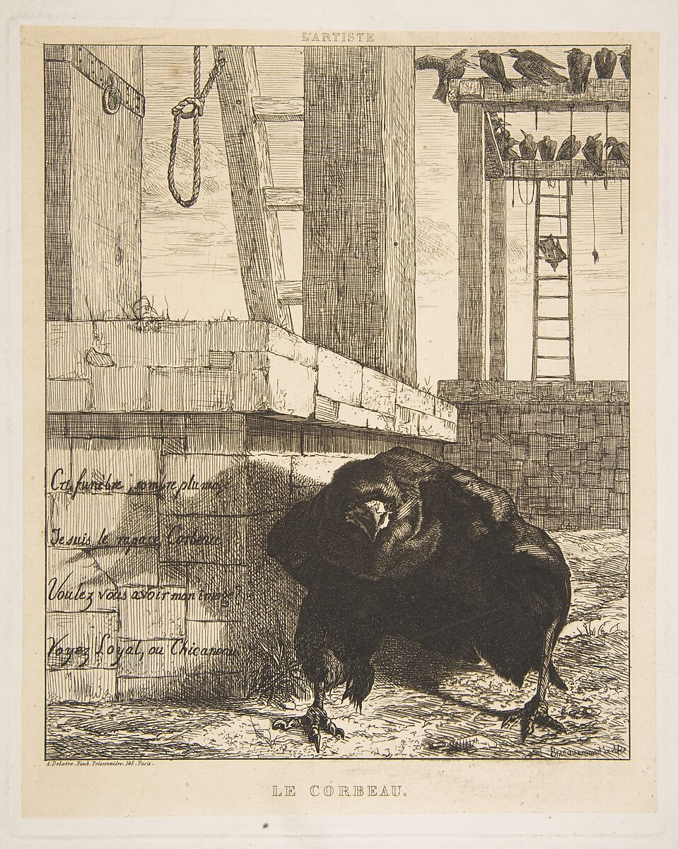 Le Corbeau, from "L'Artiste", Félix Bracquemond (French, Paris 1833–1914 Sèvres), Etching on chine collé; fifth state of six 