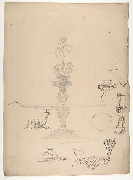 Design from the Workshop of Froment-Meurice, Workshop of Jacques-Charles-François-Marie Froment-Meurice (French, 1864–1948), Graphite, pen and brown ink 