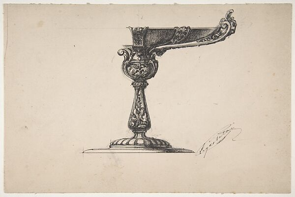 Design from the Workshop of Froment-Meurice, Workshop of Jacques-Charles-François-Marie Froment-Meurice (French, 1864–1948), Pen and black ink over graphite 