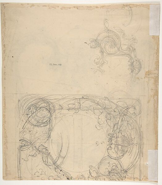 Design from the Workshop of Froment-Meurice; verso, studies for a mirror (?), Workshop of Jacques-Charles-François-Marie Froment-Meurice (French, 1864–1948), Graphite