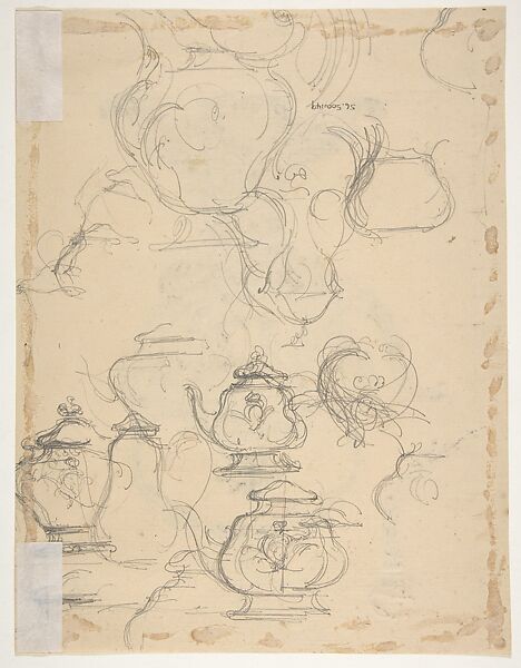 Design from the Workshop of Froment-Meurice (recto); Studies for covered pots and ewers (verso), Workshop of Jacques-Charles-François-Marie Froment-Meurice (French, 1864–1948), Graphite