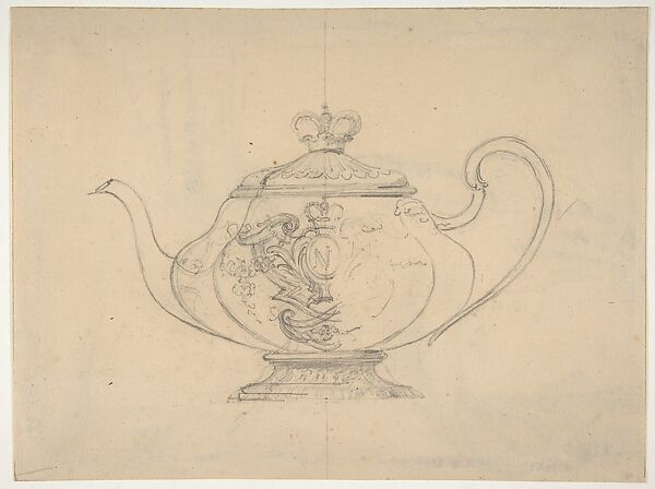 Design for a pot from the Workshop of Froment-Meurice; verso, drapery studies, Workshop of Jacques-Charles-François-Marie Froment-Meurice (French, 1864–1948), Graphite 