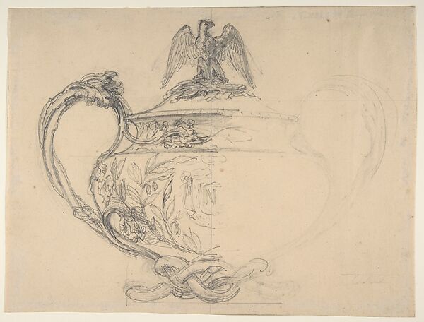 Design for a two-handled covered bowl from the Workshop of Froment-Meurice, Workshop of Jacques-Charles-François-Marie Froment-Meurice (French, 1864–1948), Graphite 