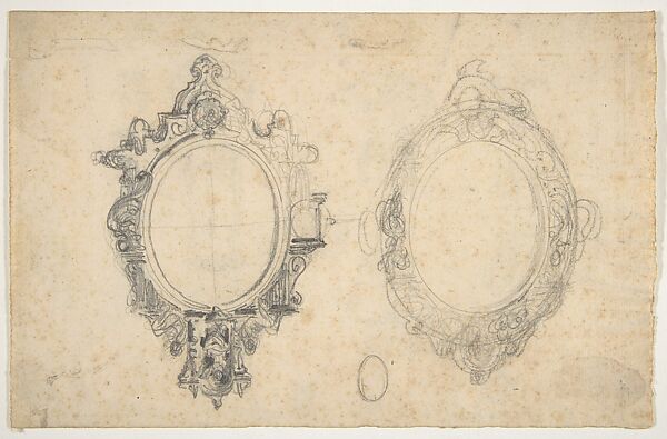 Designs for mirrors from the Workshop of Froment-Meurice; verso, studies for candlestick holders, Workshop of Jacques-Charles-François-Marie Froment-Meurice (French, 1864–1948), Graphite 