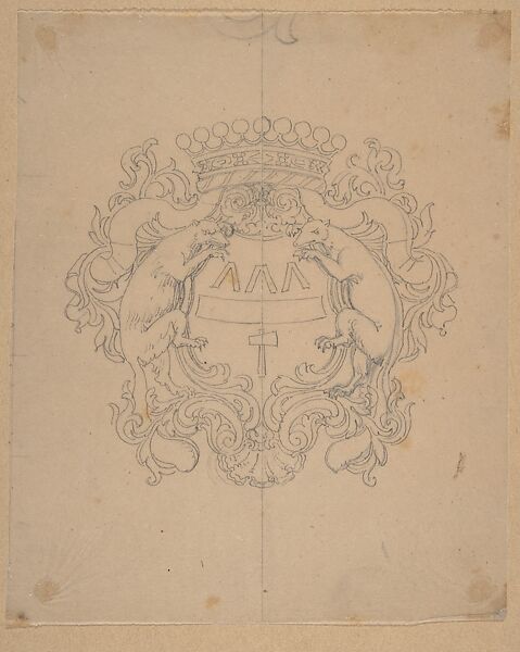 Design for a coat of arms from the Workshop of Froment-Meurice, Workshop of Jacques-Charles-François-Marie Froment-Meurice (French, 1864–1948), Graphite 