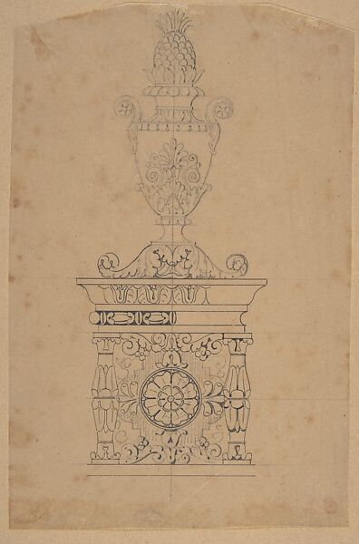 Design from the Workshop of Froment-Meurice, Workshop of Jacques-Charles-François-Marie Froment-Meurice (French, 1864–1948), Graphite, partially traced in pen and black ink 