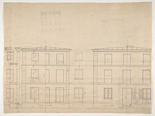 Studies of church facades from the Workshop of Froment-Meurice; verso, design for building facades, Workshop of Jacques-Charles-François-Marie Froment-Meurice (French, 1864–1948), Graphite