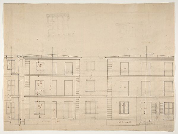 Studies of church facades from the Workshop of Froment-Meurice; verso, design for building facades, Workshop of Jacques-Charles-François-Marie Froment-Meurice (French, 1864–1948), Graphite