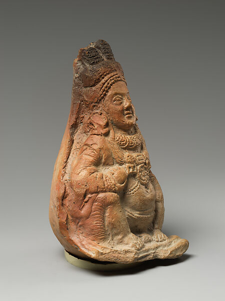 Rattle in the Form of a Crouching Yaksha (Male Nature Spirit), Terracotta, India