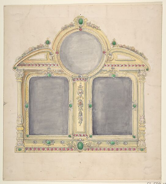 Design from the Workshop of Froment-Meurice, Workshop of Jacques-Charles-François-Marie Froment-Meurice (French, 1864–1948), Pen and black ink, wash, gouache, gilt over graphite 
