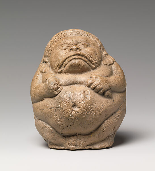 Rattle in the Form of a Crouching Yaksha (Male Nature Spirit), Terracotta, India (West Bengal,Chandraketugarh) 