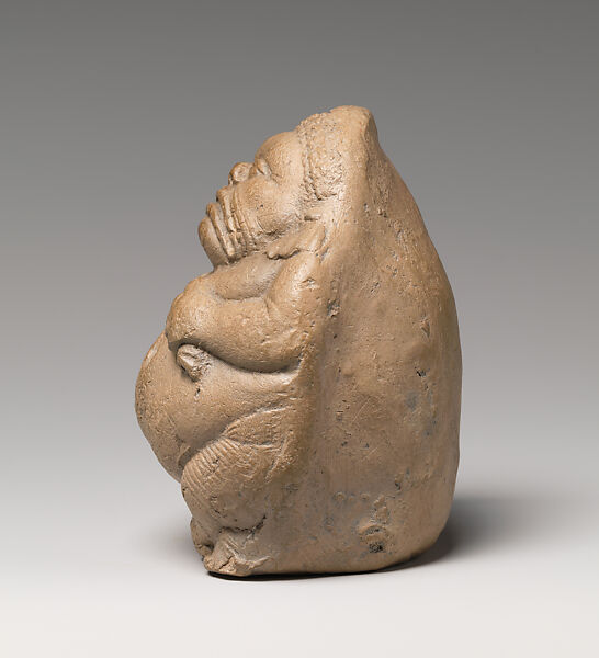 Rattle in the Form of a Crouching Yaksha (Male Nature Spirit), Terracotta, India (West Bengal,Chandraketugarh)
